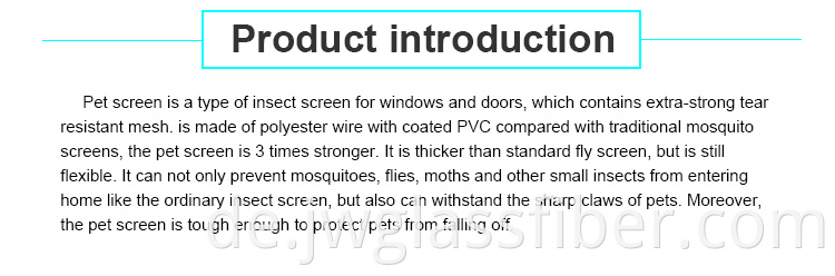 Hochwertige Haustierfreundliche PVC -beschichtete Polyester -Moskito -Fenster -Bildschirm -Insekten für Windows, PET -Bildschirm